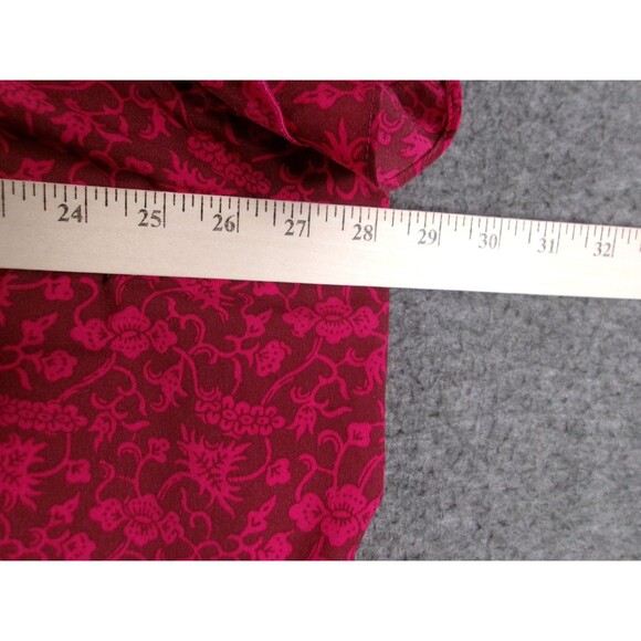 Lane Bryant Blouse Women 26 Red Floral Ruffle Sleeve Causal Flowy Boho Costal - Picture 3 of 10